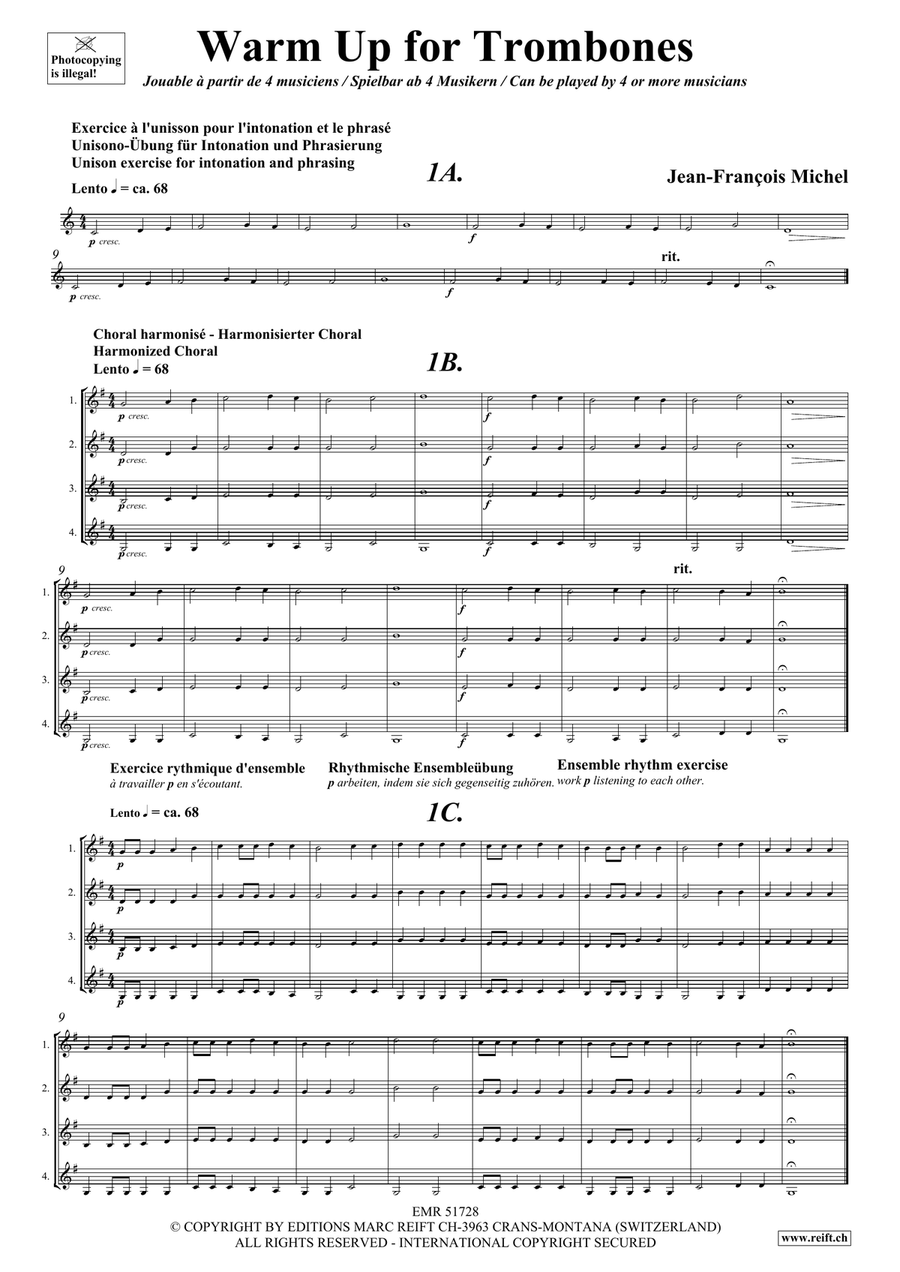 Warm Up for Trombones (Treble Clef) Trombone scores gallery preview page 5