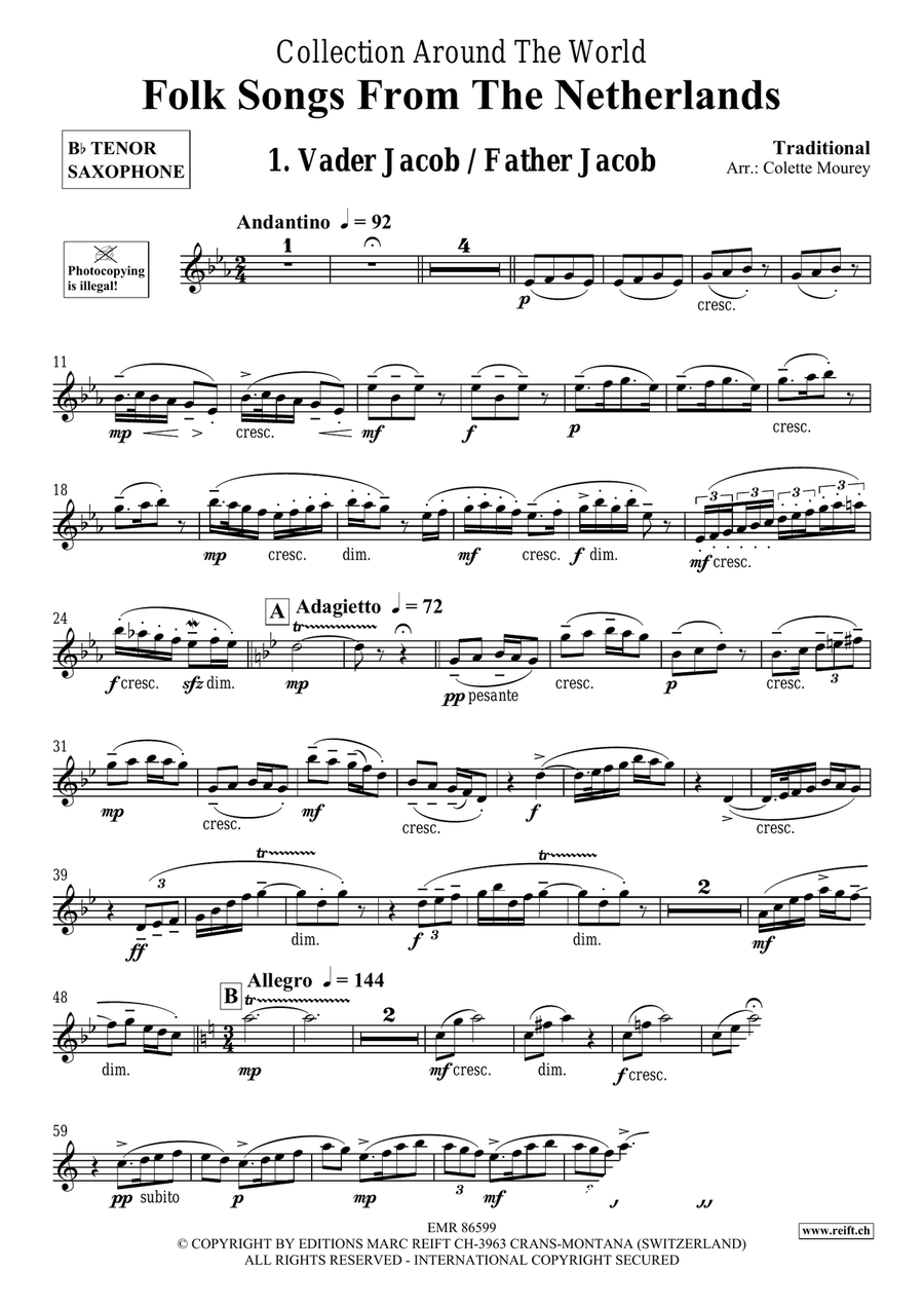Folk Songs From The Netherlands Tenor Saxophone scores gallery preview page 3