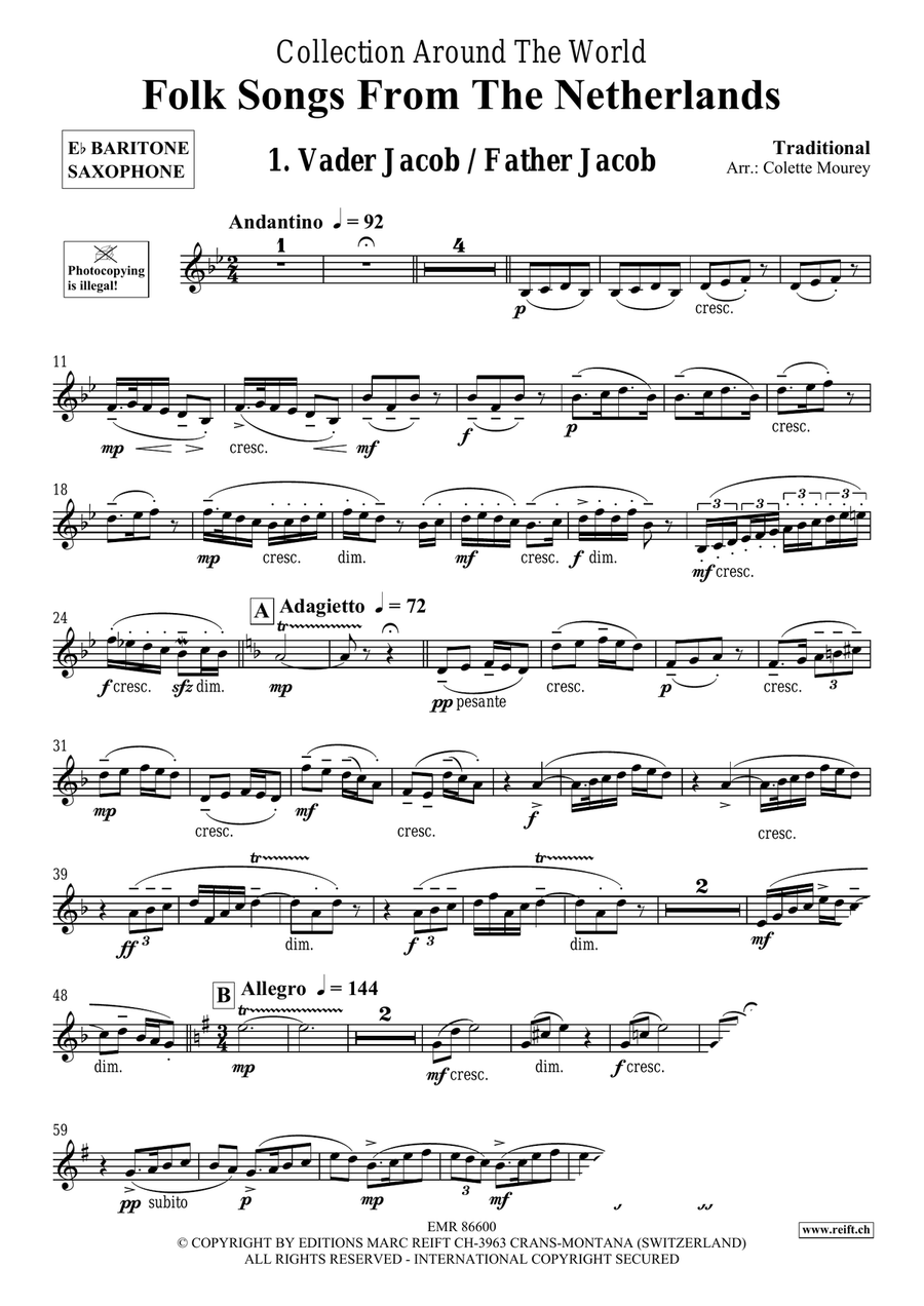 Folk Songs From The Netherlands Baritone Saxophone scores gallery preview page 3