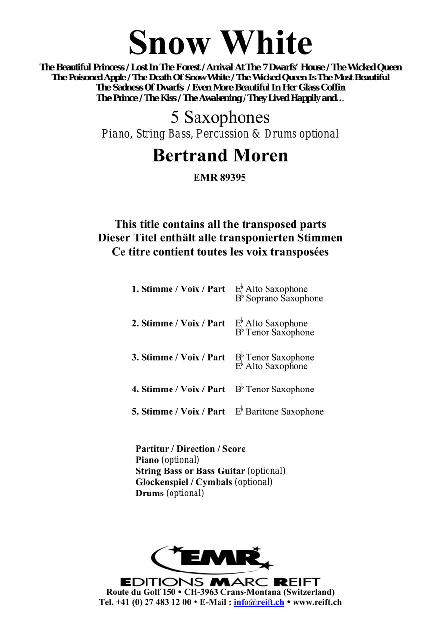 Snow White Snow White Saxophone Quintet scores gallery preview page 2