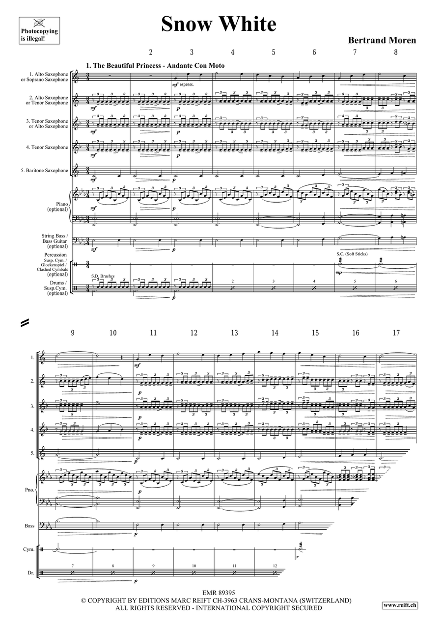 Snow White Snow White Saxophone Quintet scores gallery preview page 4