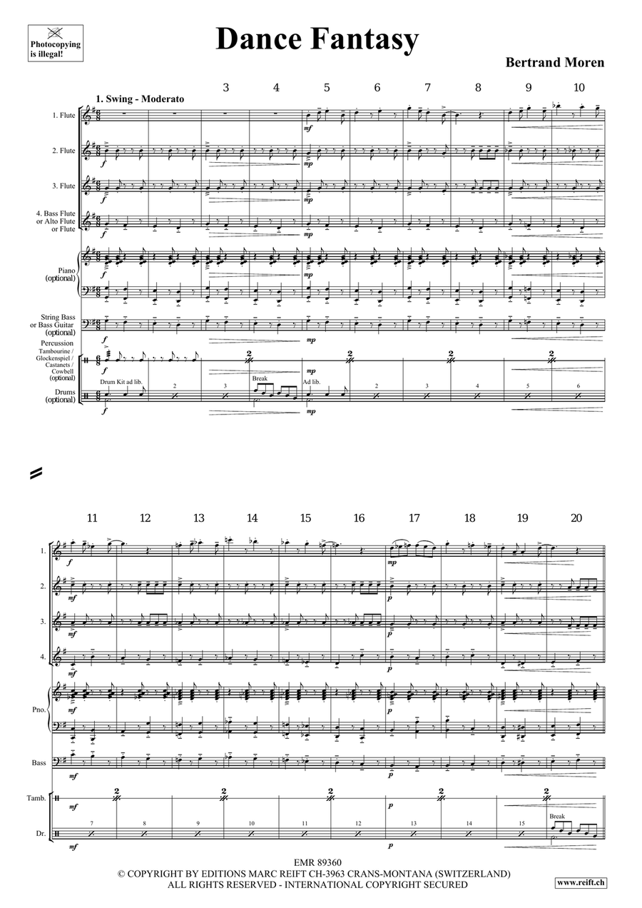 Dance Fantasy Dance Fantasy Flute Quartet scores gallery preview page 4
