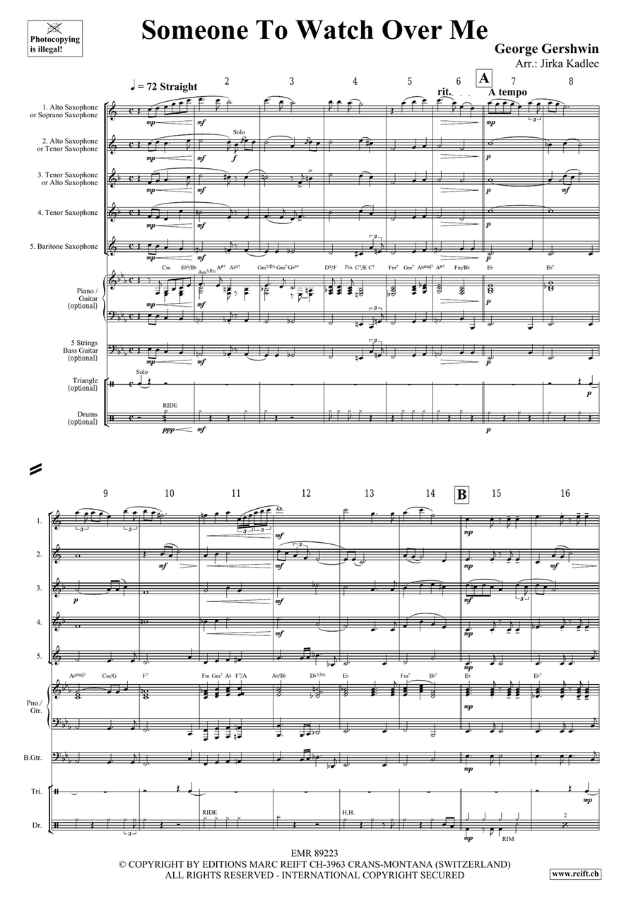 Someone To Watch Over Me Someone To Watch Over Me Saxophone Quintet scores gallery preview page 3
