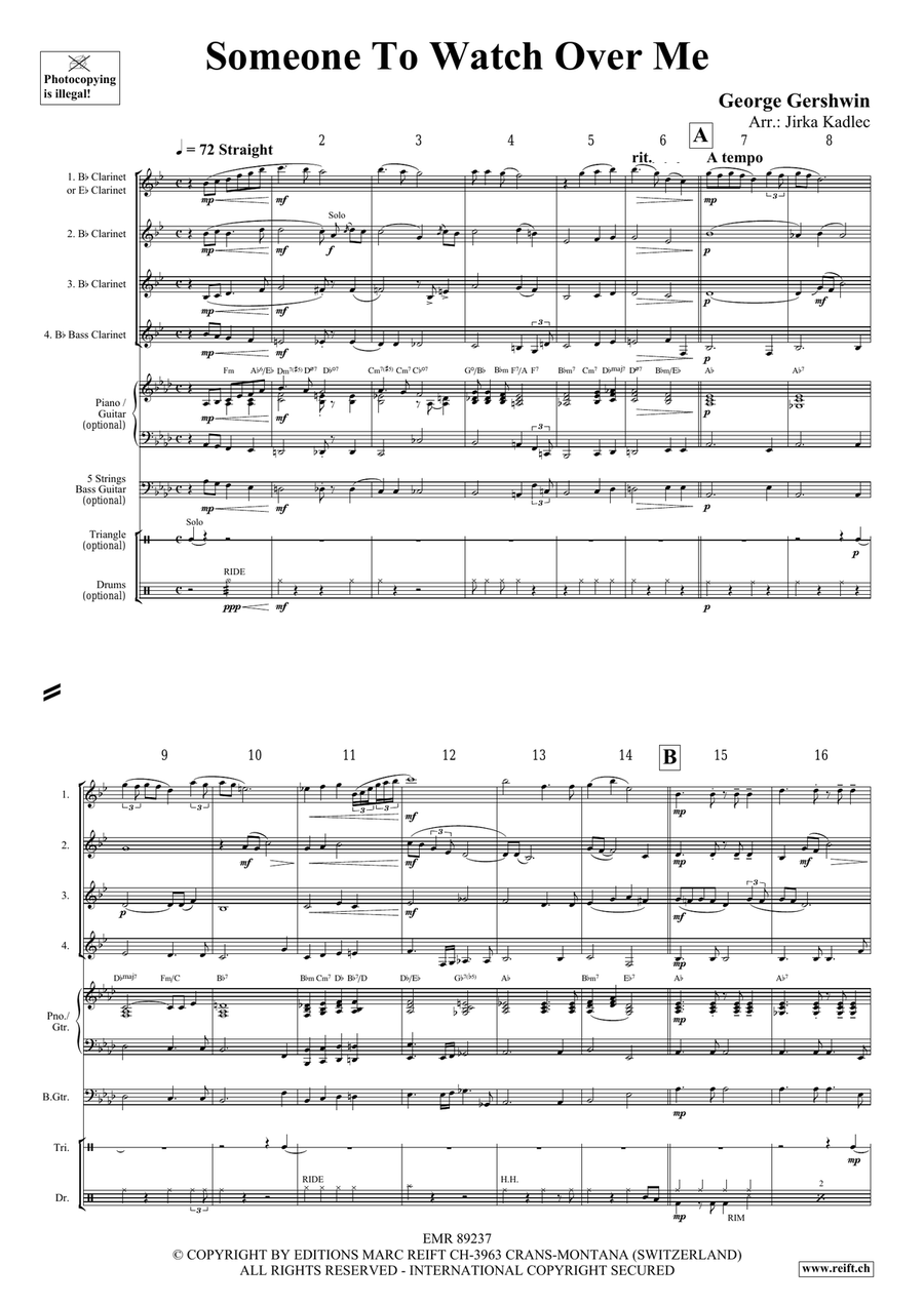 Someone To Watch Over Me Someone To Watch Over Me Clarinet Quartet scores gallery preview page 3