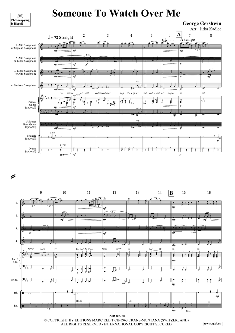 Someone To Watch Over Me Someone To Watch Over Me Saxophone Quartet scores gallery preview page 3