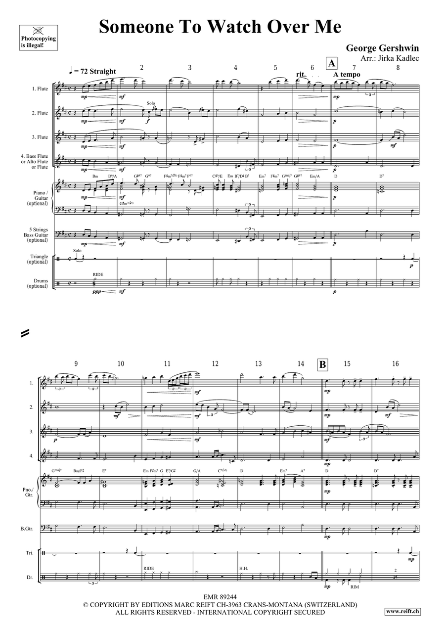 Someone To Watch Over Me Someone To Watch Over Me Flute Quartet scores gallery preview page 3