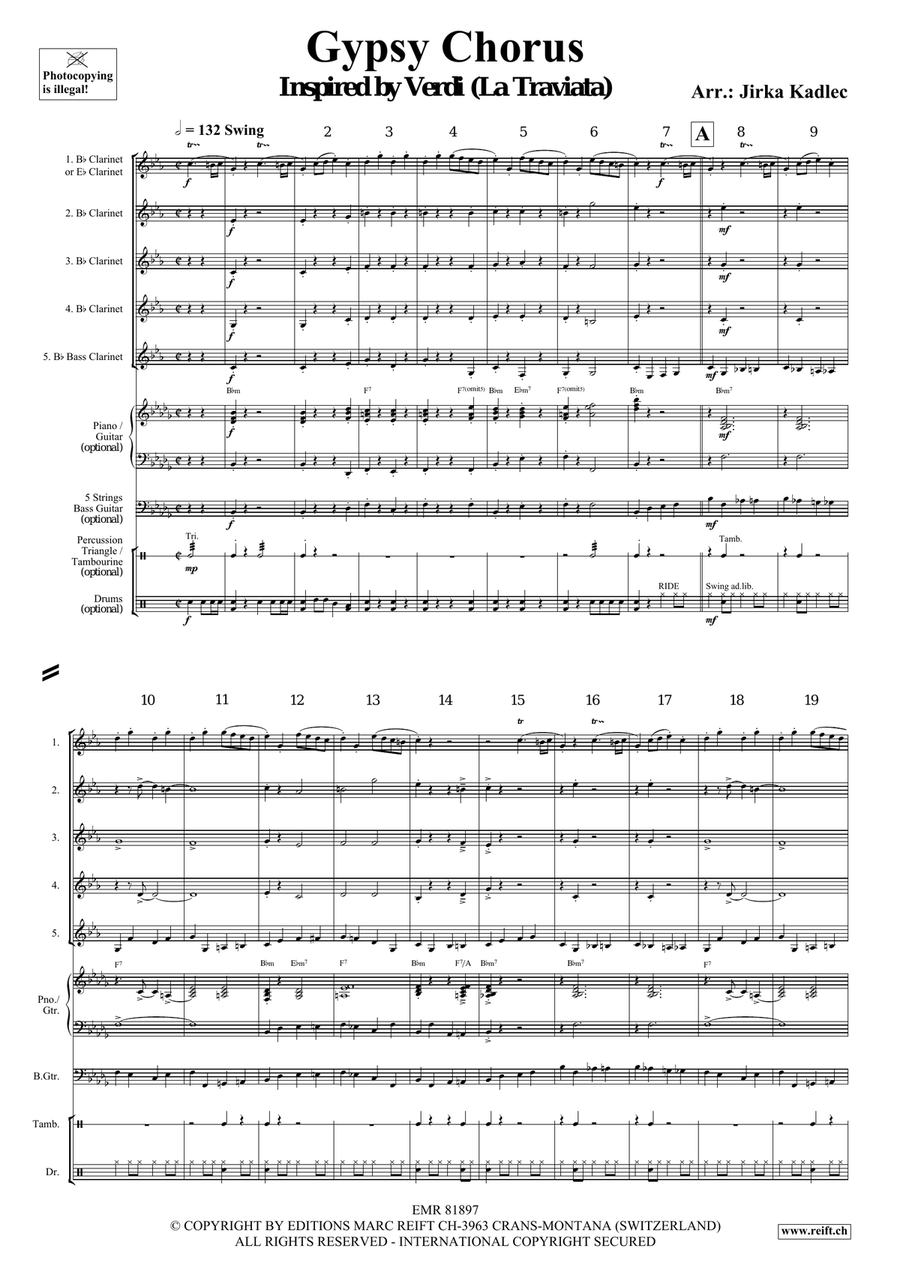 Gypsy Chorus by Jirka Kadlec Clarinet Quintet - Sheet Music page 3