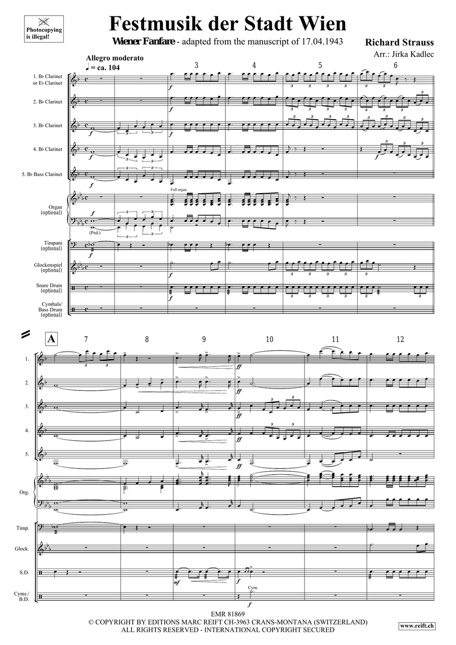 Festmusik der Stadt Wien Festmusik der Stadt Wien Clarinet Quintet scores gallery preview page 3