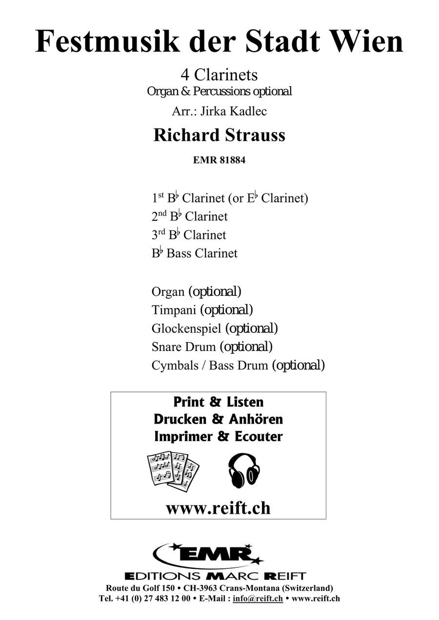 Festmusik der Stadt Wien Festmusik der Stadt Wien Clarinet Quartet scores gallery preview page 2