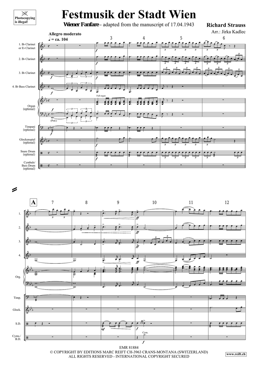 Festmusik der Stadt Wien Festmusik der Stadt Wien Clarinet Quartet scores gallery preview page 3