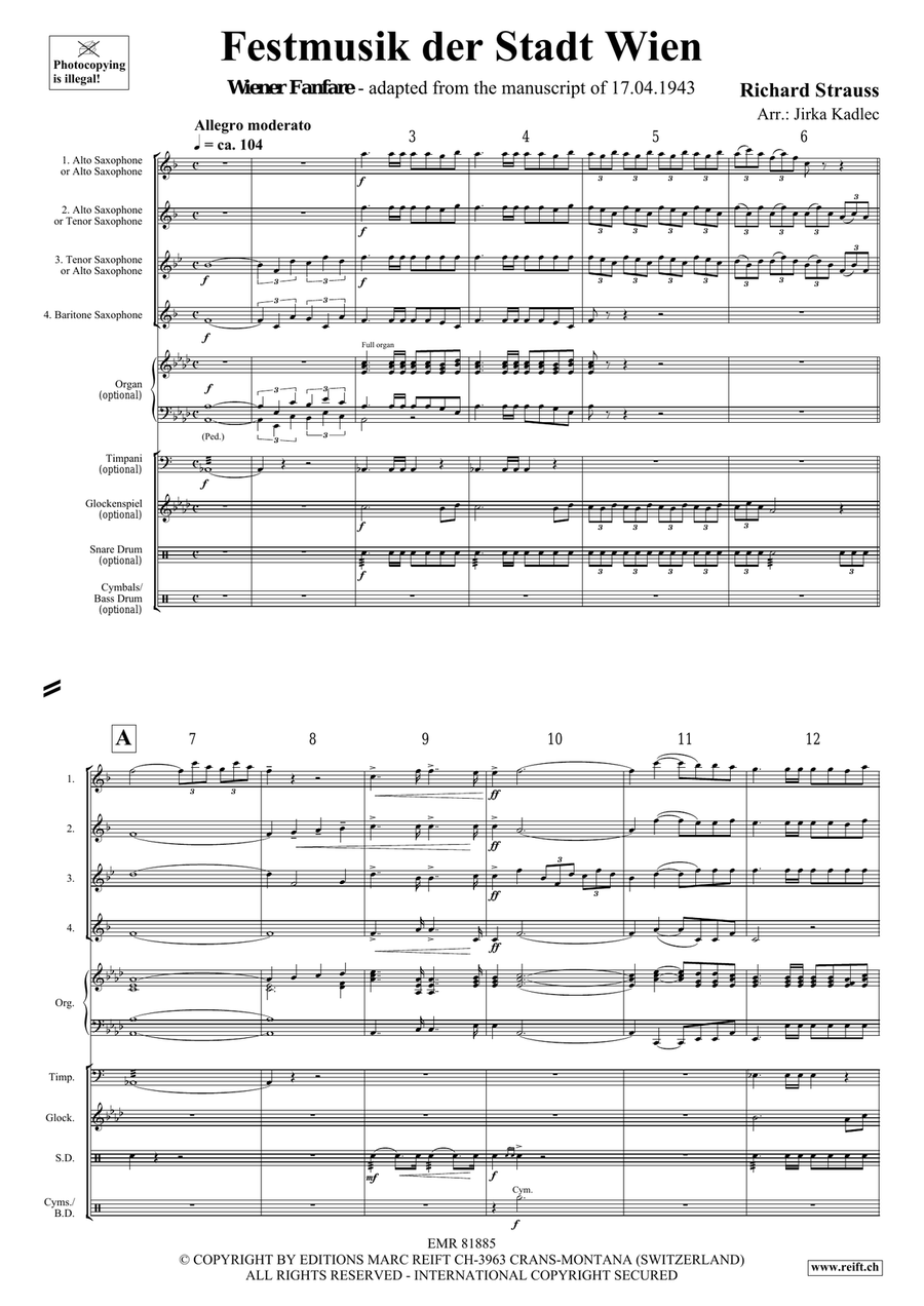 Festmusik der Stadt Wien Festmusik der Stadt Wien Saxophone Quartet scores gallery preview page 3