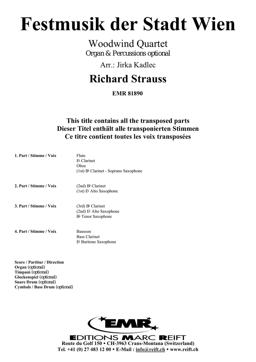 Festmusik der Stadt Wien Festmusik der Stadt Wien Woodwind Quartet scores gallery preview page 2