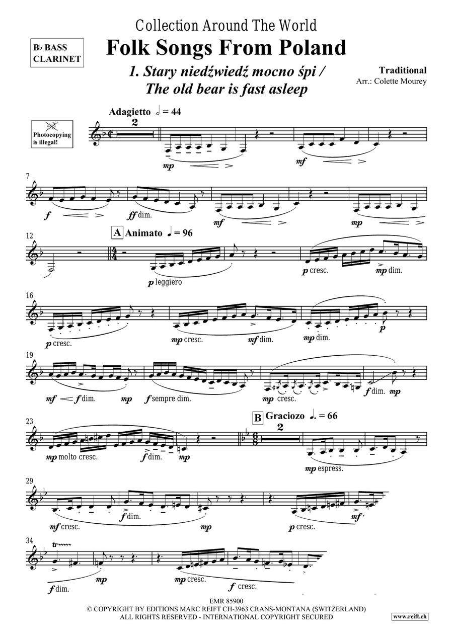 Folk Songs From Poland Folk Songs From Poland Bass Clarinet scores gallery preview page 3