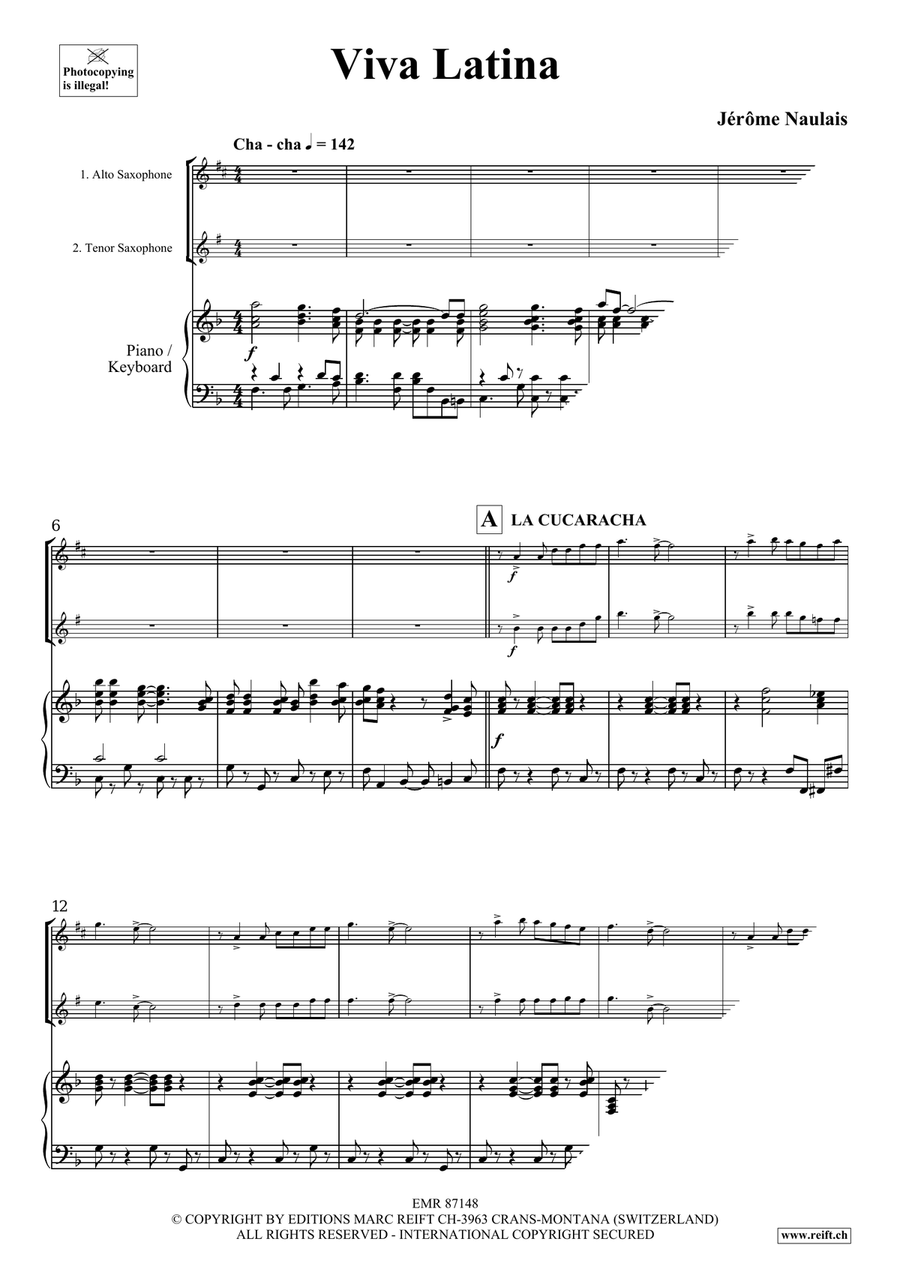 Viva Latina Viva Latina Tenor Saxophone scores gallery preview page 4