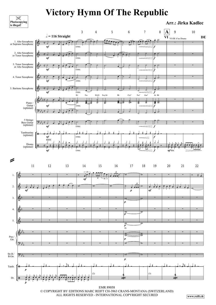 Victory Hymn Of The Republic Saxophone Quintet scores gallery preview page 3