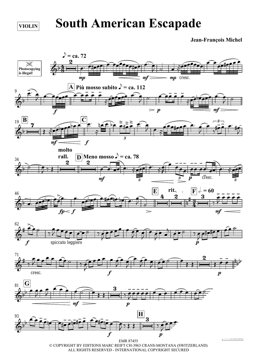 South American Escapade by Jean-Francois Michel Violin Solo - Sheet Music page 4