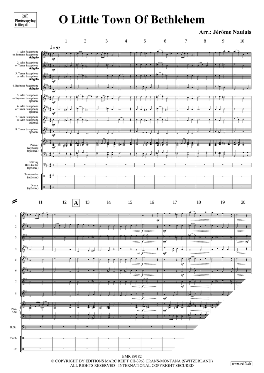 O Little Town Of Bethlehem Saxophone scores gallery preview page 4