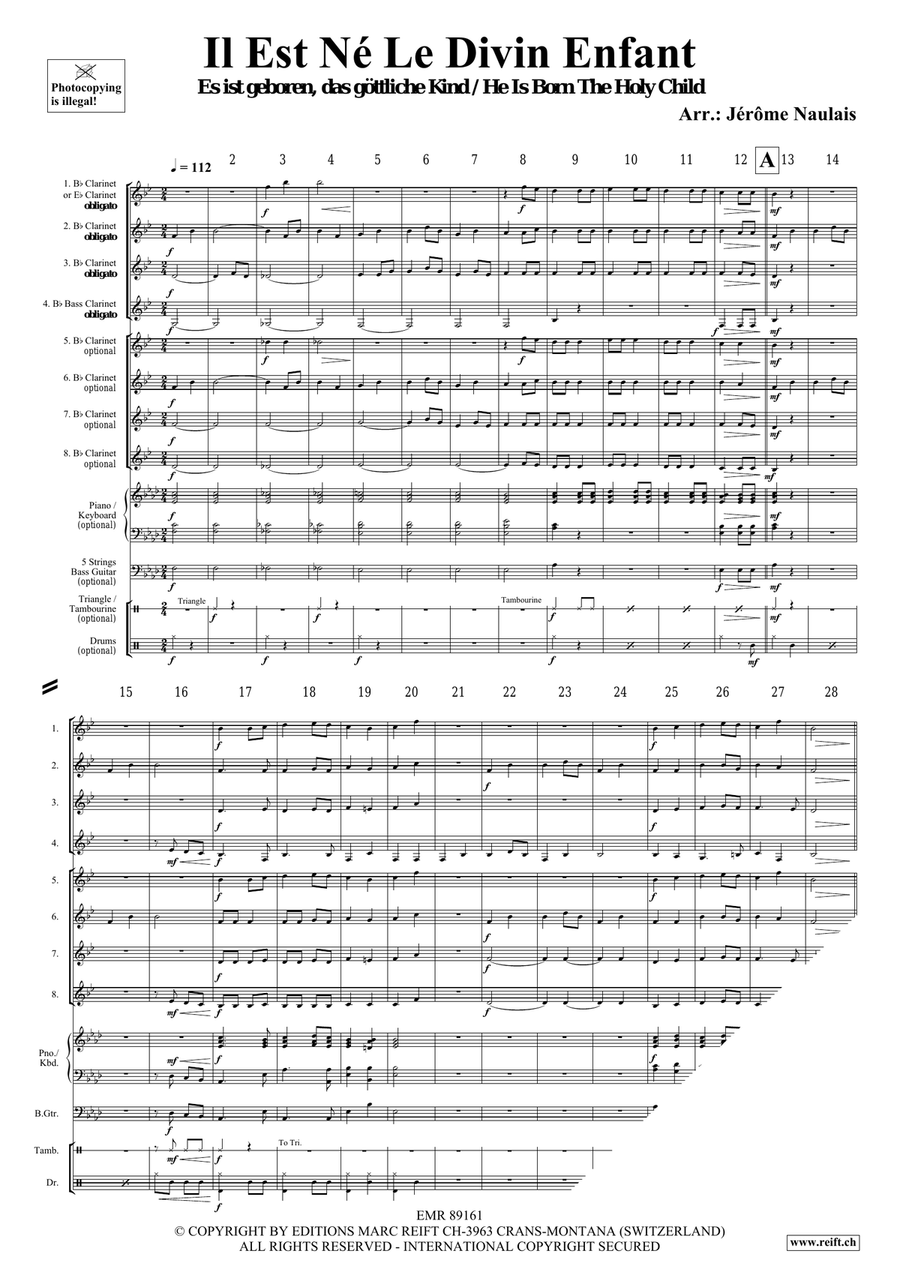Il Est Né Le Divin Enfant Clarinet scores gallery preview page 4