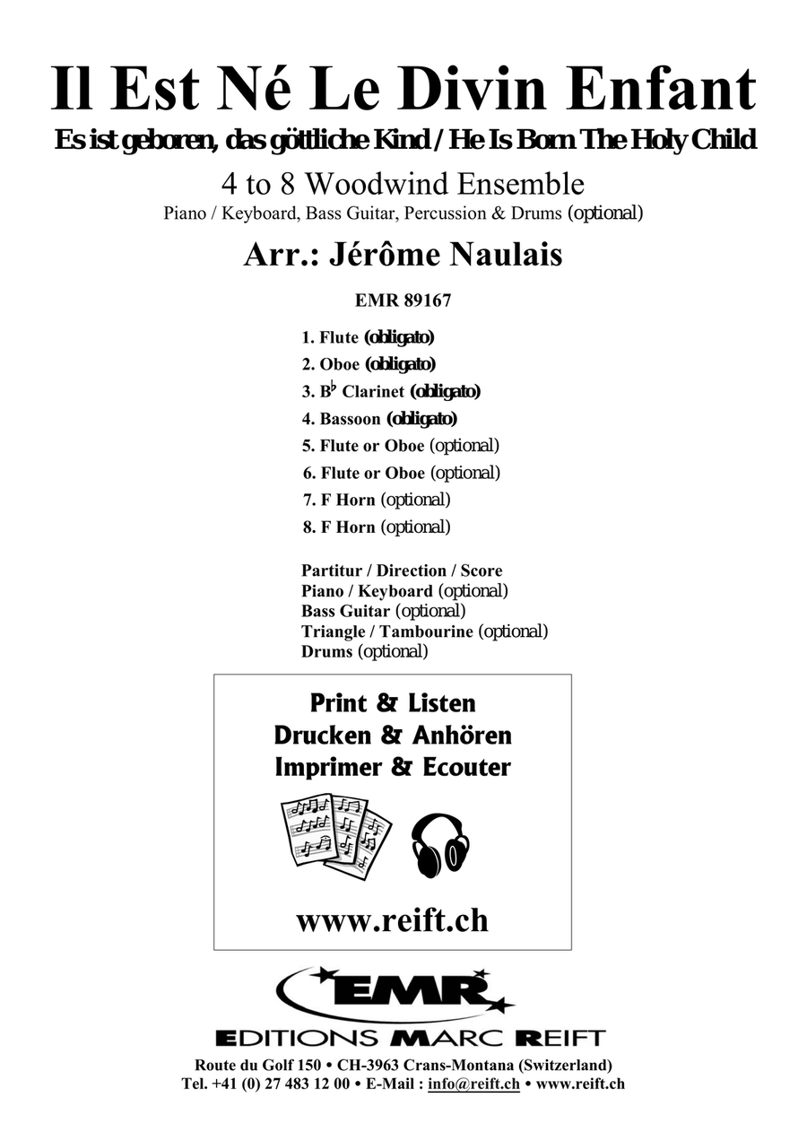 Il Est Né Le Divin Enfant Woodwind Ensemble scores gallery preview page 2