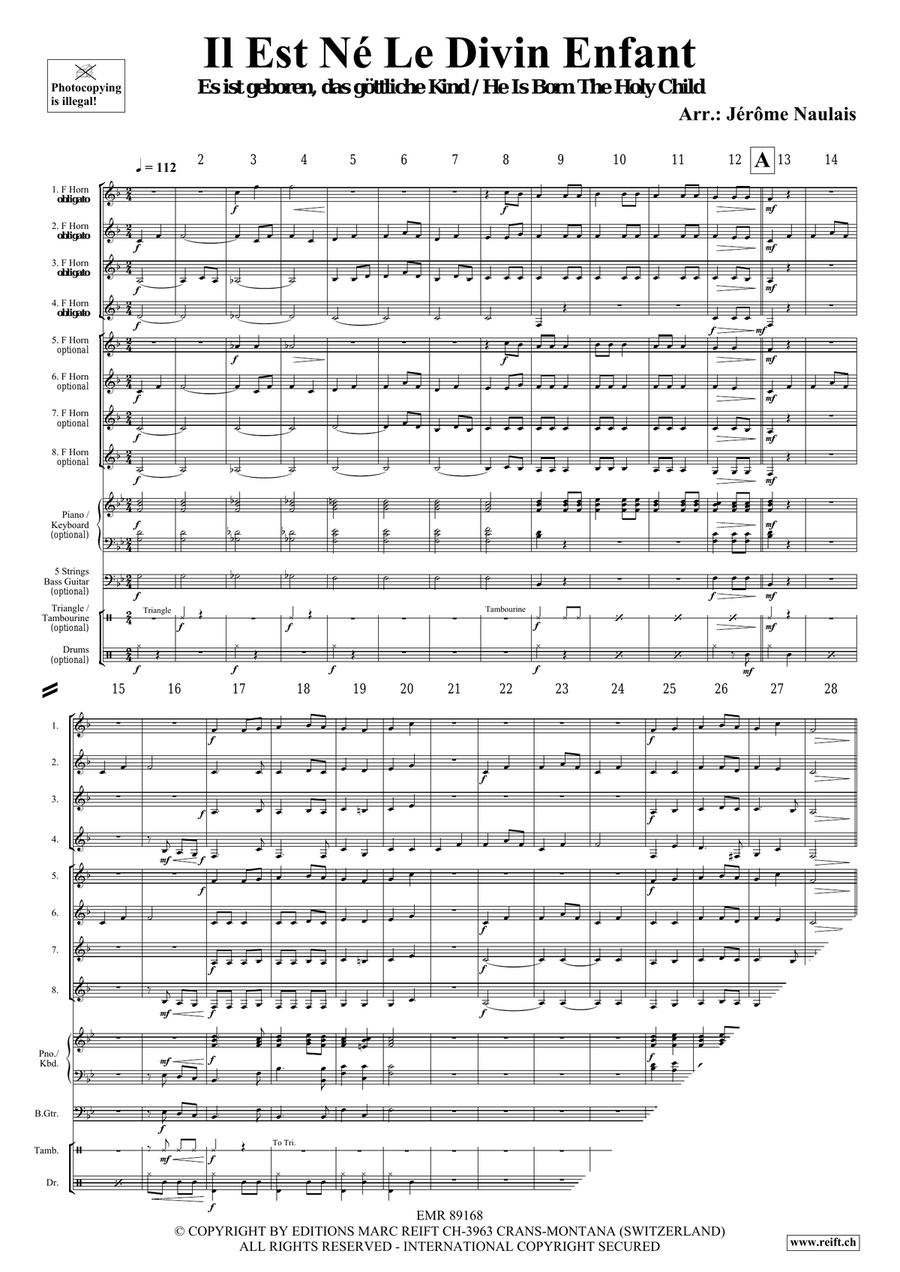 Il Est Né Le Divin Enfant Horn scores gallery preview page 4
