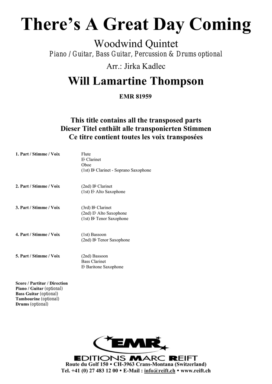 There's A Great Day Coming Woodwind Quintet scores gallery preview page 2