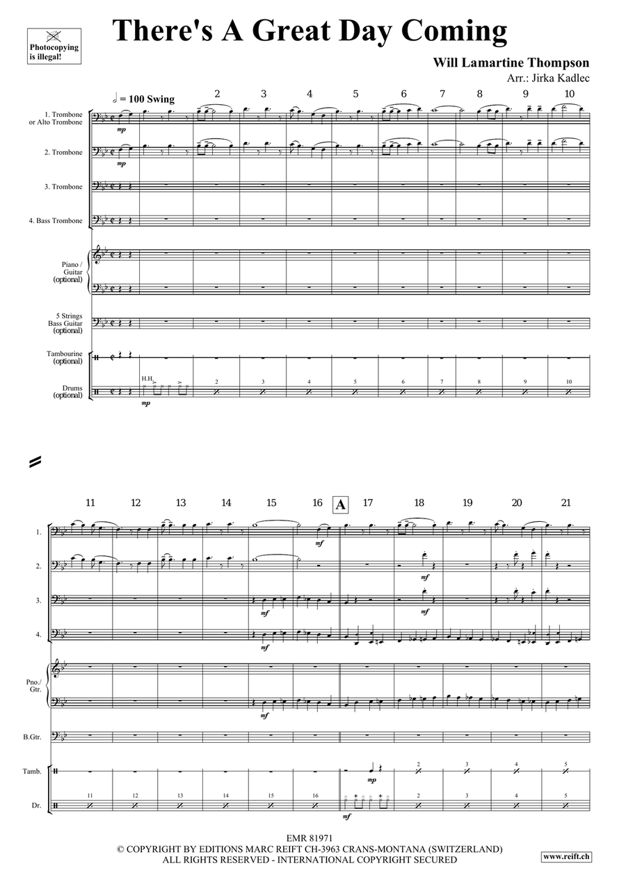 There's A Great Day Coming Trombone Quartet scores gallery preview page 3