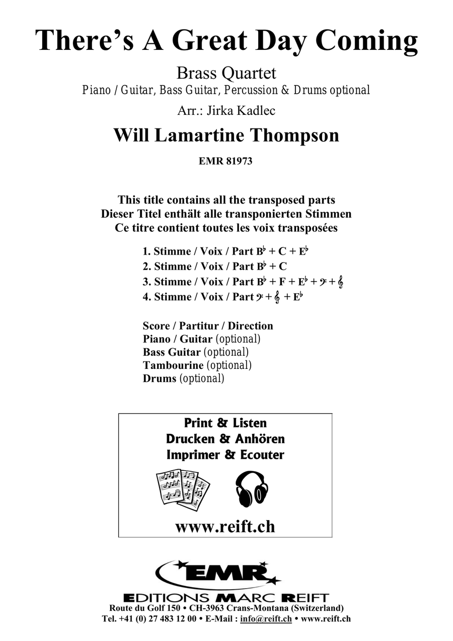 There's A Great Day Coming Brass Quartet scores gallery preview page 2