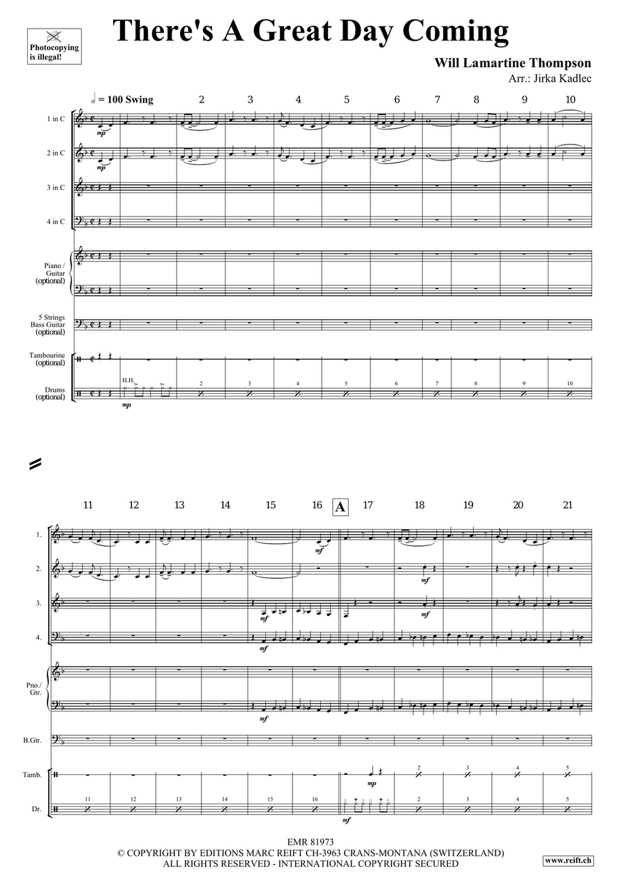 There's A Great Day Coming Brass Quartet scores gallery preview page 3