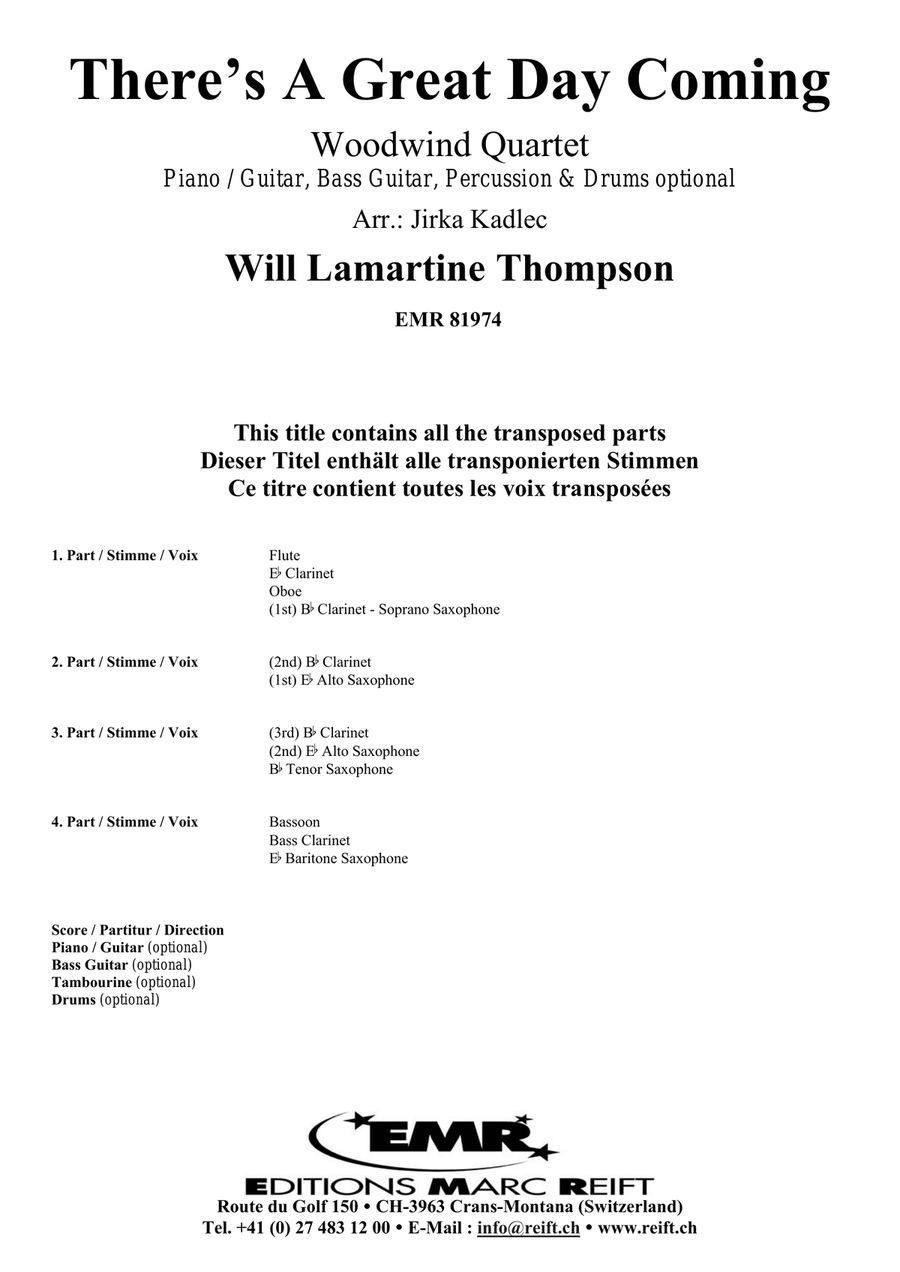 There's A Great Day Coming Woodwind Quartet scores gallery preview page 2