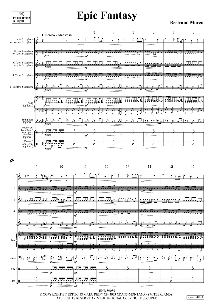 Epic Fantasy Epic Fantasy Saxophone Quintet scores gallery preview page 4