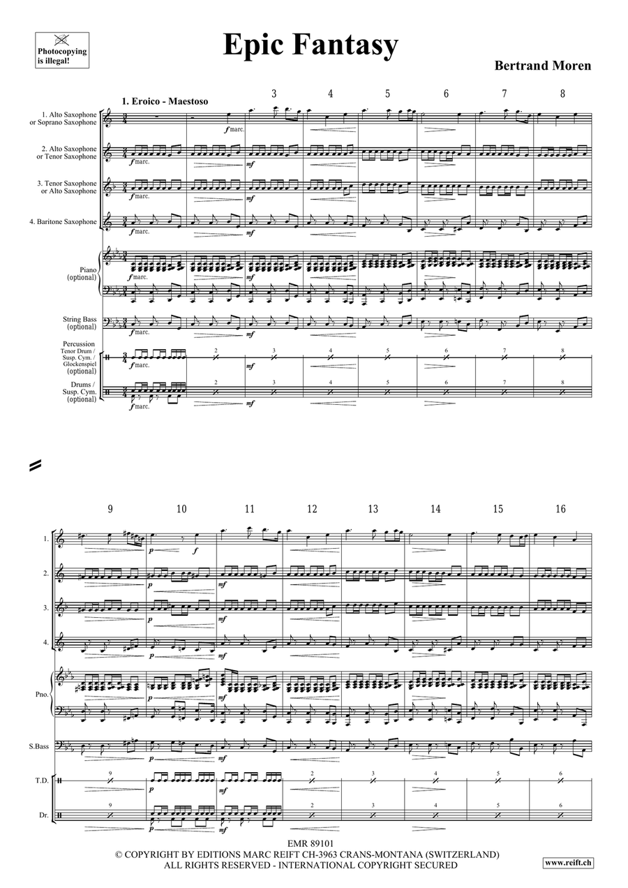 Epic Fantasy Epic Fantasy Saxophone Quartet scores gallery preview page 4