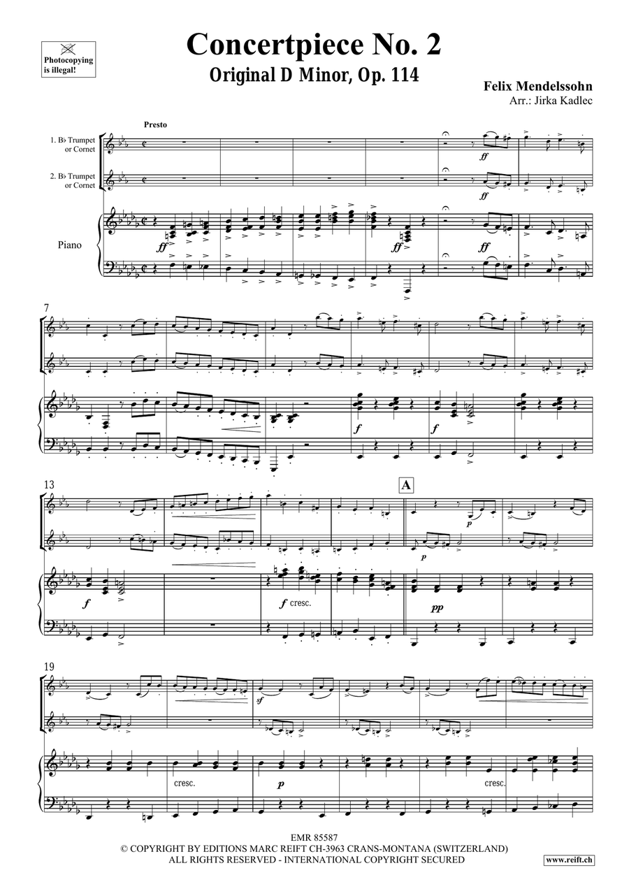 Concertpiece No. 2 by Felix Bartholdy Mendelssohn Trumpet Duet - Sheet Music page 3
