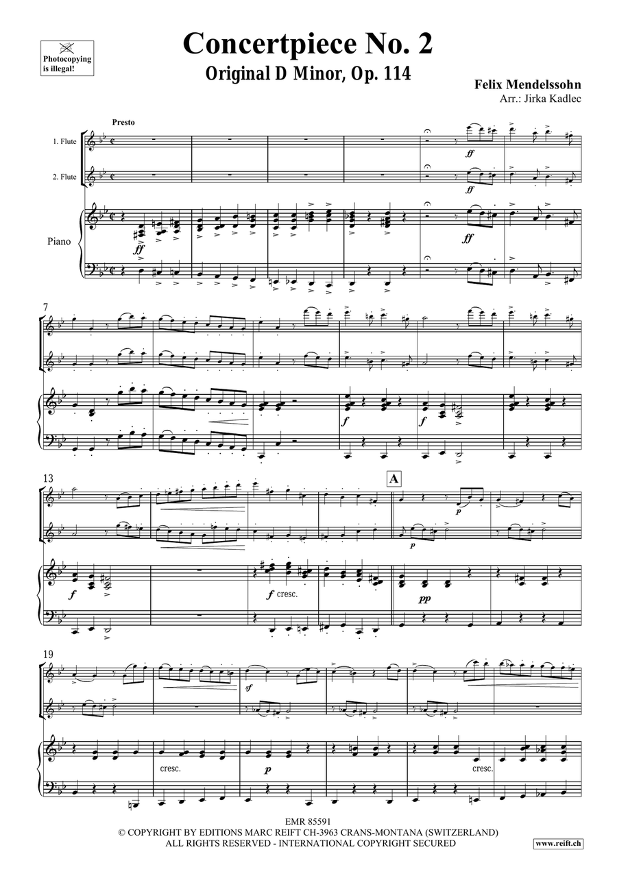 Concertpiece No. 2 by Felix Bartholdy Mendelssohn Flute Duet - Sheet Music page 3