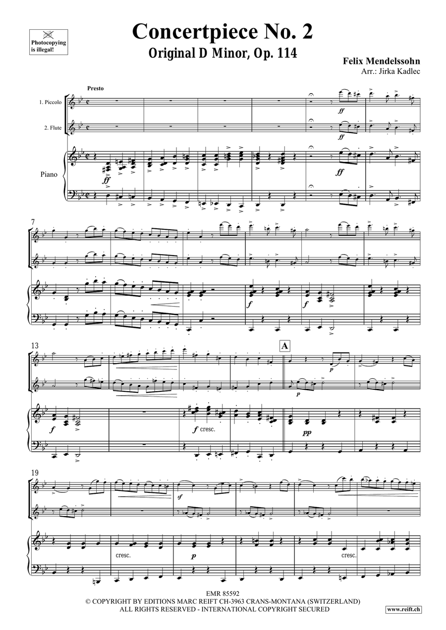 Concertpiece No. 2 by Felix Bartholdy Mendelssohn Piccolo - Sheet Music page 3