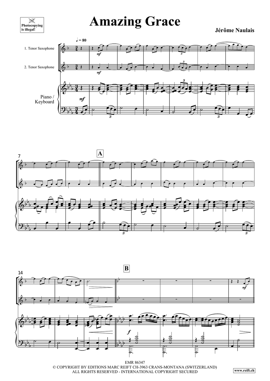 Amazing Grace Amazing Grace Tenor Saxophone scores gallery preview page 4