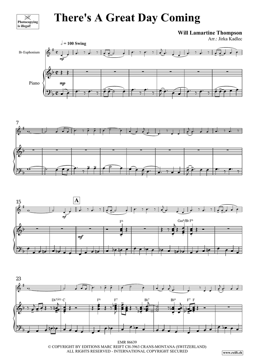 There's A Great Day Coming Euphonium scores gallery preview page 4