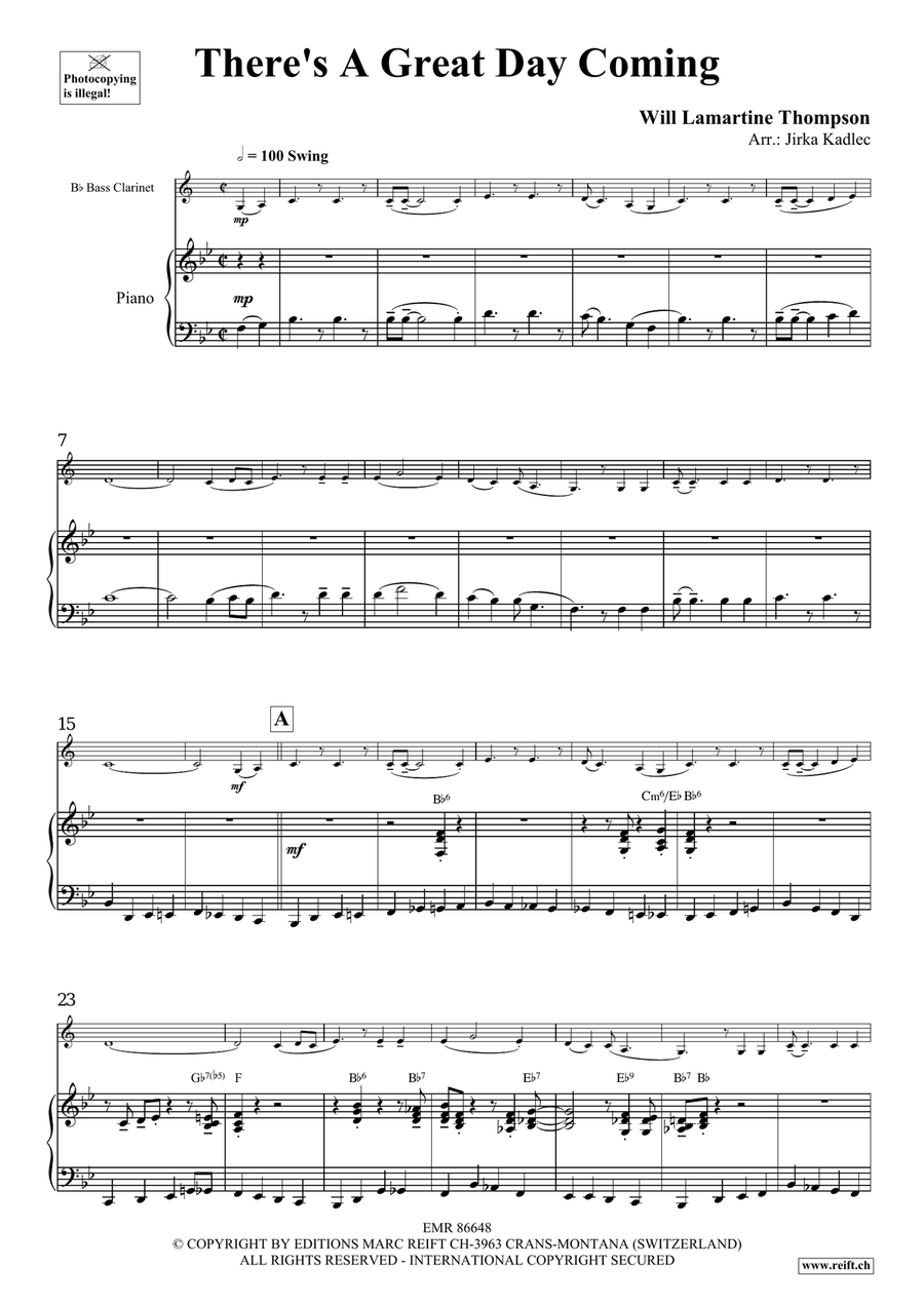 There's A Great Day Coming Bass Clarinet scores gallery preview page 4