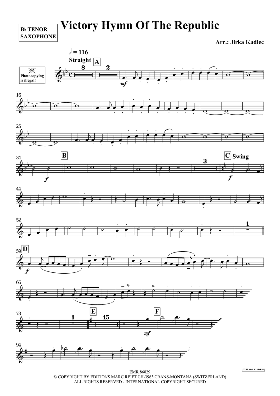Victory Hymn Of The Republic Tenor Saxophone scores gallery preview page 3