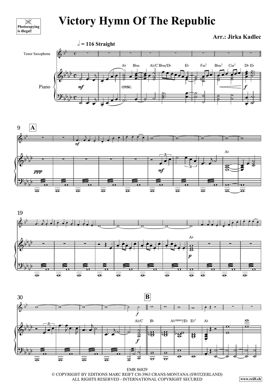 Victory Hymn Of The Republic Tenor Saxophone scores gallery preview page 4