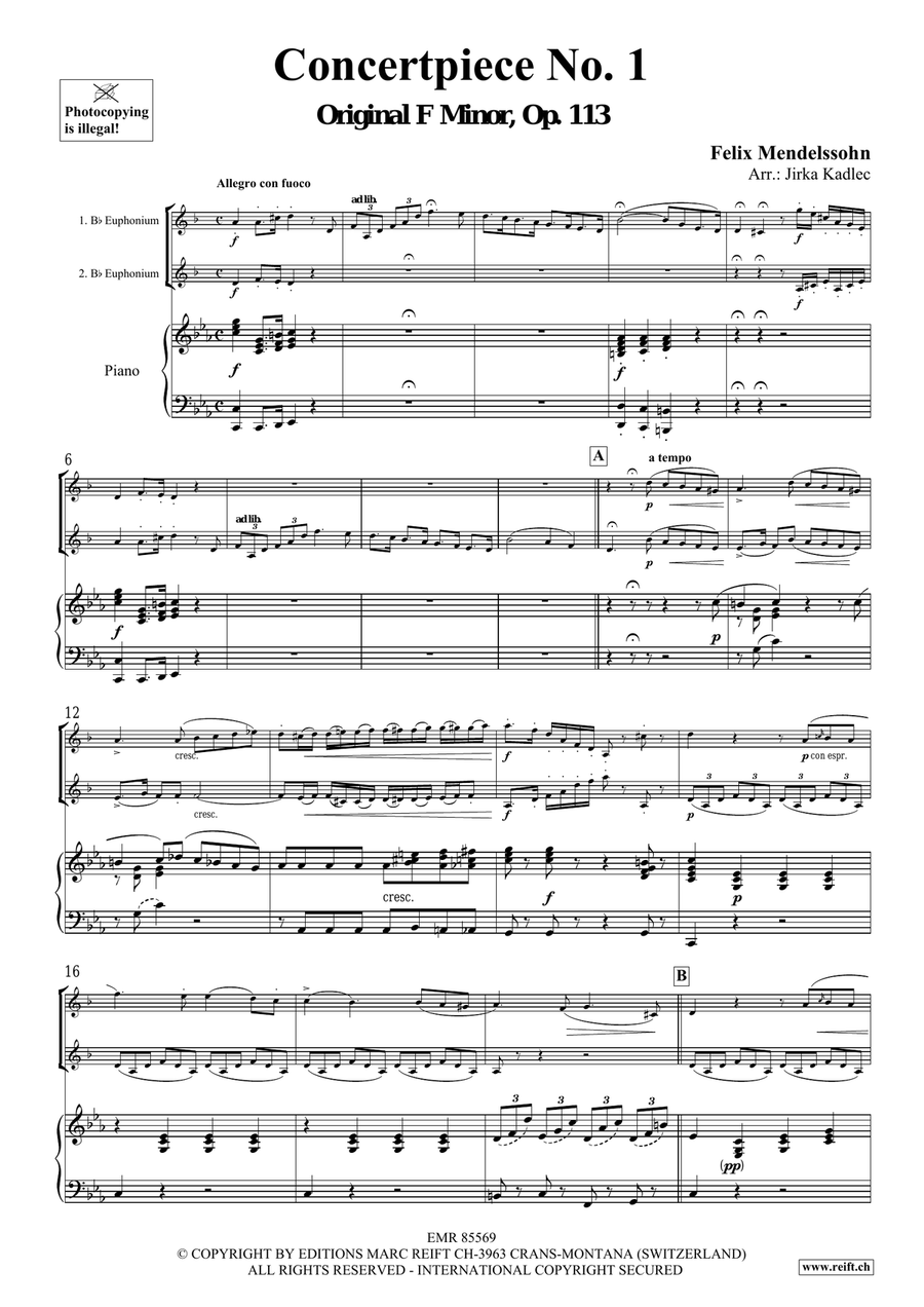 Concertpiece No. 1 by Felix Bartholdy Mendelssohn Euphonium Duet - Sheet Music page 3