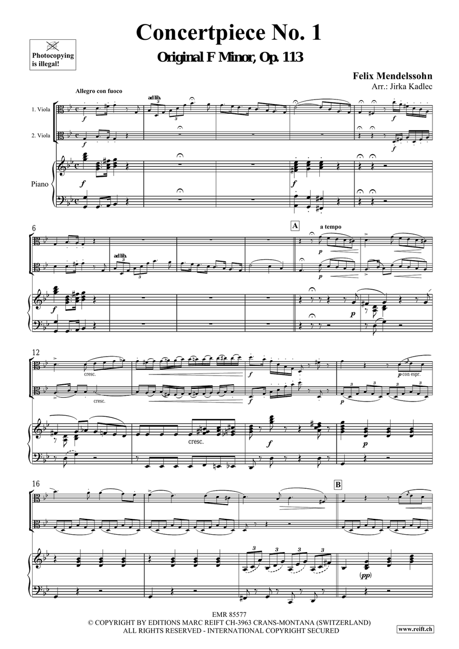 Concertpiece No. 1 by Felix Bartholdy Mendelssohn Viola - Sheet Music page 3