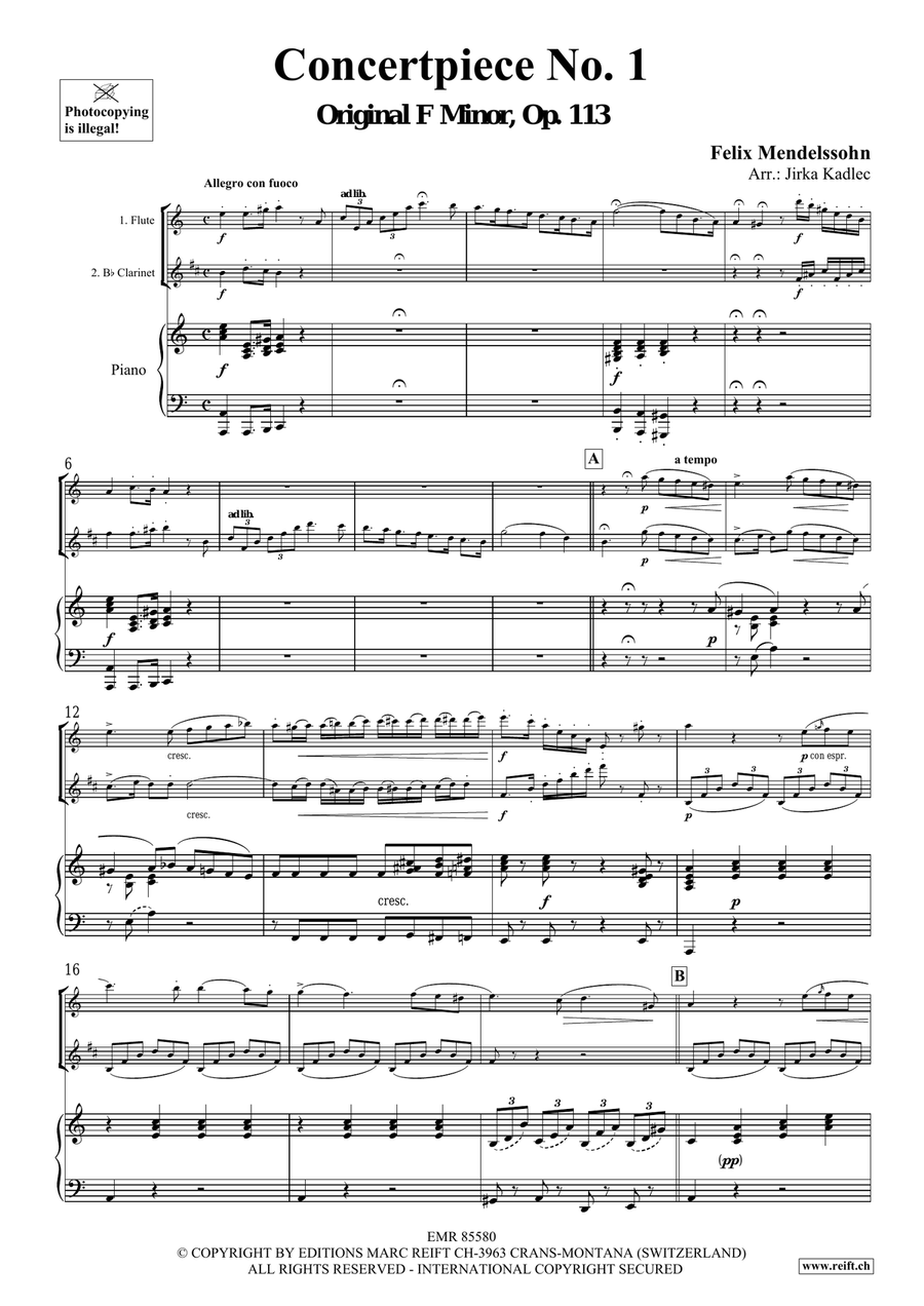 Concertpiece No. 1 by Felix Bartholdy Mendelssohn Clarinet - Sheet Music page 3