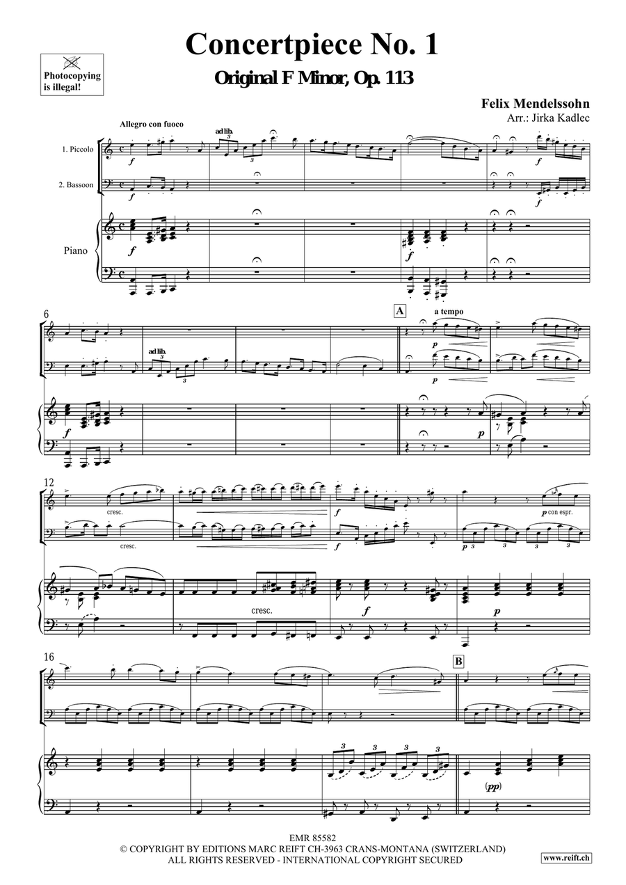 Concertpiece No. 1 by Felix Bartholdy Mendelssohn Piccolo - Sheet Music page 3