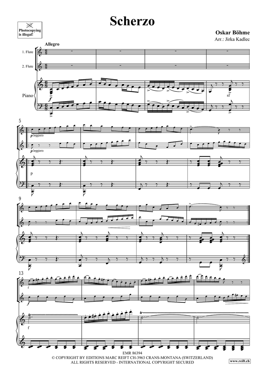 Scherzo by Oskar Bohme Flute Duet - Sheet Music page 3