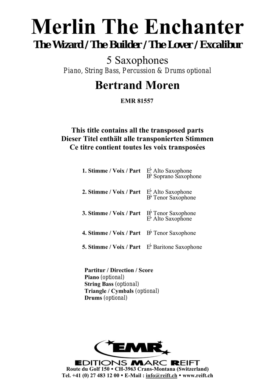 Merlin The Enchanter Merlin The Enchanter Saxophone Quintet scores gallery preview page 2