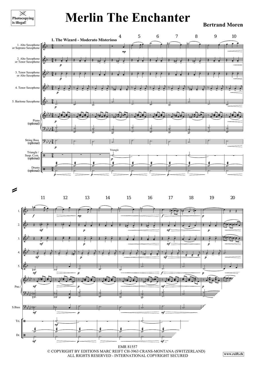 Merlin The Enchanter Merlin The Enchanter Saxophone Quintet scores gallery preview page 4