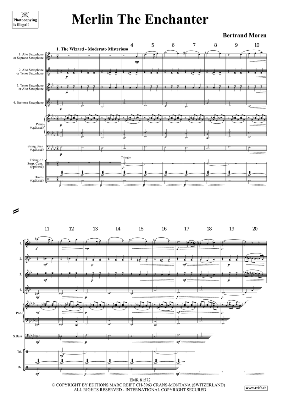 Merlin The Enchanter Merlin The Enchanter Saxophone Quartet scores gallery preview page 4