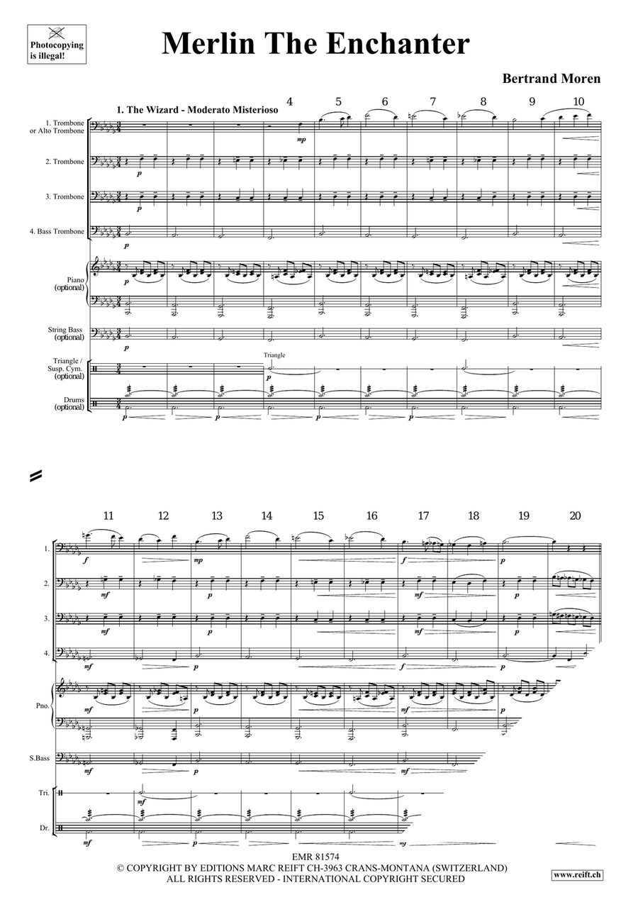 Merlin The Enchanter Merlin The Enchanter Trombone Quartet scores gallery preview page 4