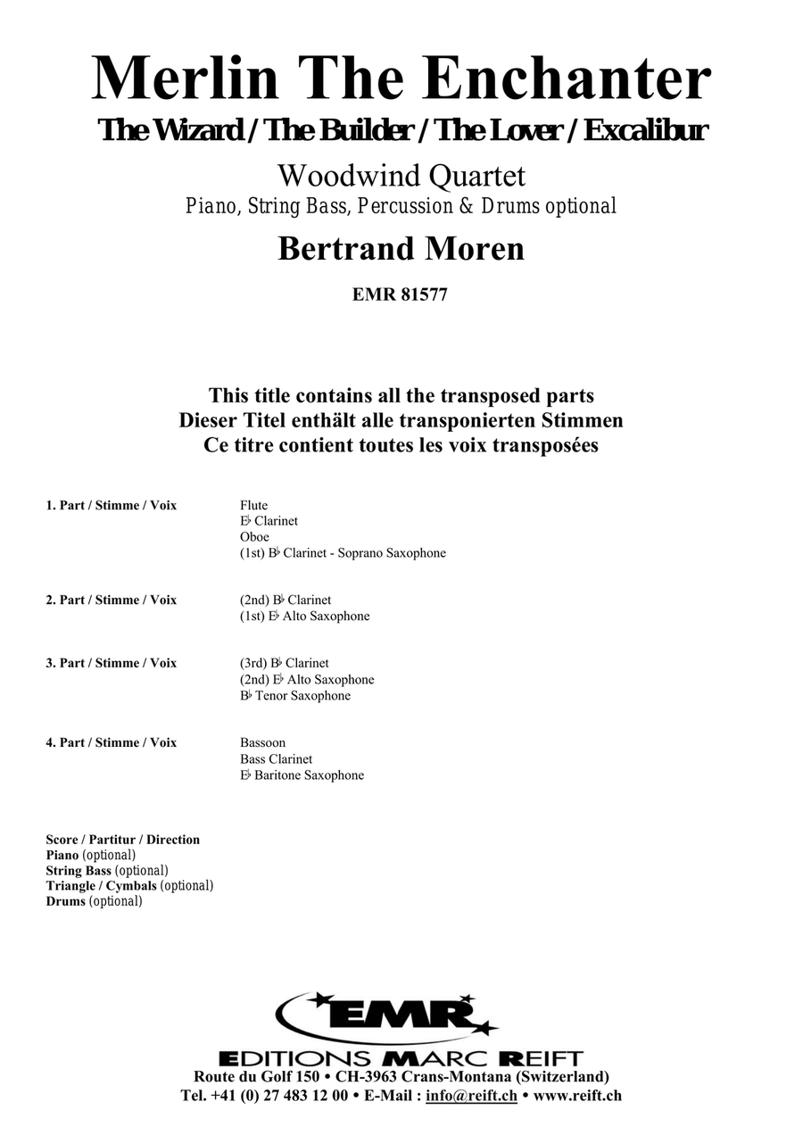 Merlin The Enchanter Merlin The Enchanter Woodwind Quartet scores gallery preview page 2
