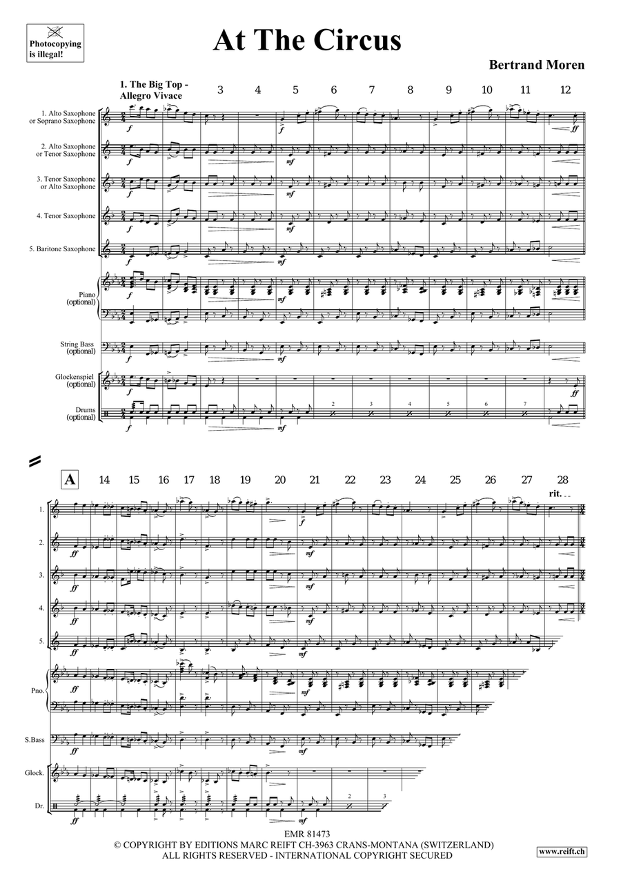 At The Circus At The Circus Saxophone Quintet scores gallery preview page 4